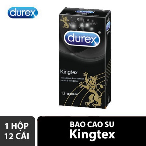 Bao Cao Su Durex Kingtex Size 49mm - Hộp 12 cái, Bcs Ôm Sát Kéo Dài Cuộc Yêu, Cảm Giác Chân Thật