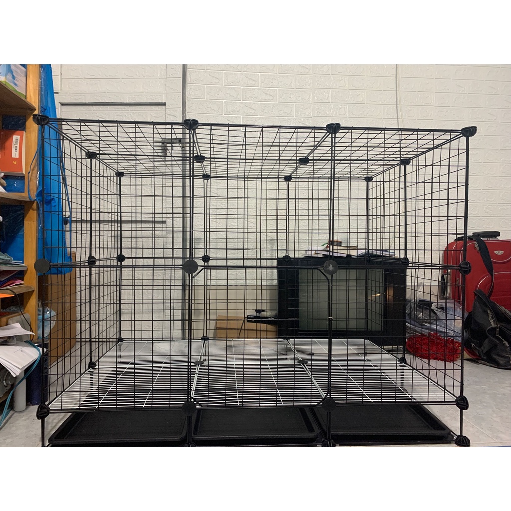 (CHUỒNG SIZE LỚN) TẶNG KÈM KHAY VỆ SINH - COMBO CHUỒNG CHÓ 6Ô LỚN CÓ KHAY VÀ CHÂN ĐẾ