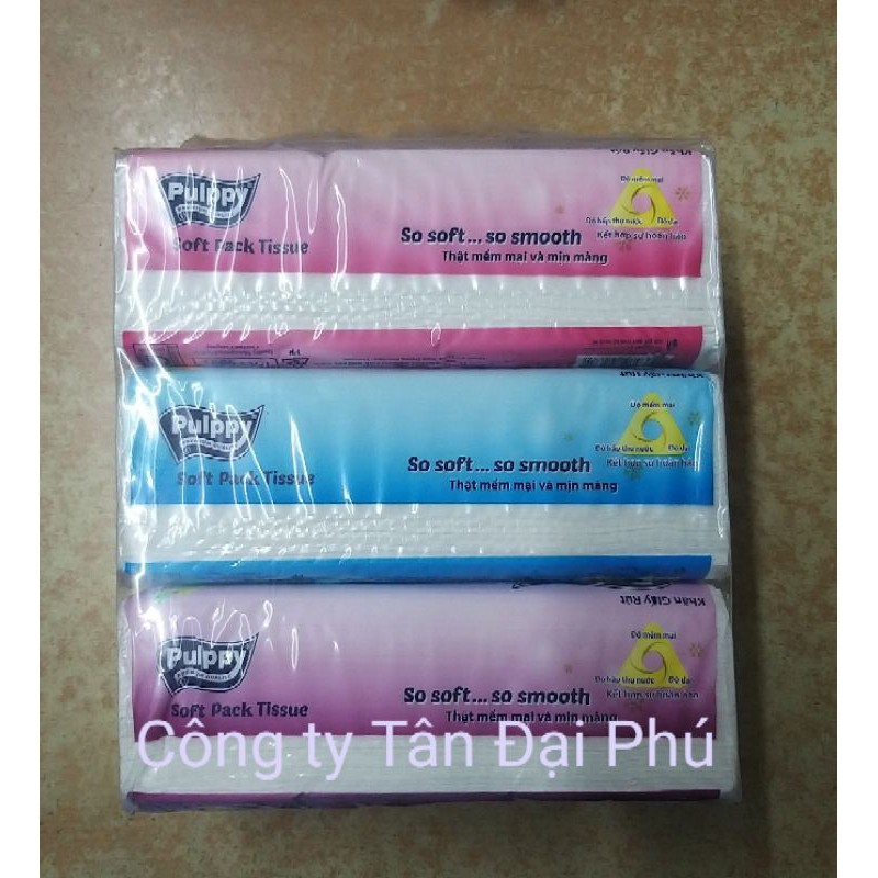 Combo 3 gói khăn giấy rút Pulppy 180 tờ - Pulppy softpack tissue 180s