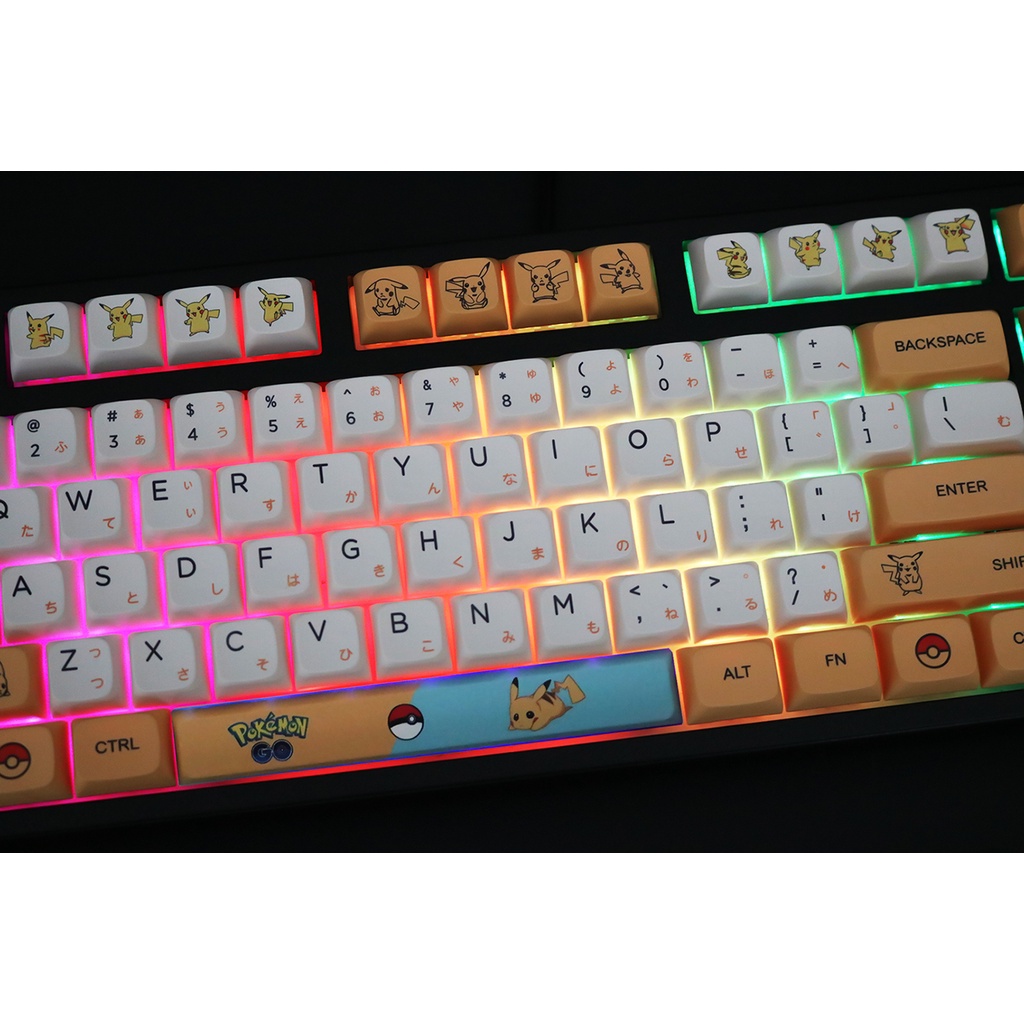 MK Pikachu Keycaps, 139 phím PBT Keycaps XDA Cấu hình DYE-SUB Cá nhân hóa GMK Keycaps cho bàn phím cơh Cho Bàn Phím Cơ