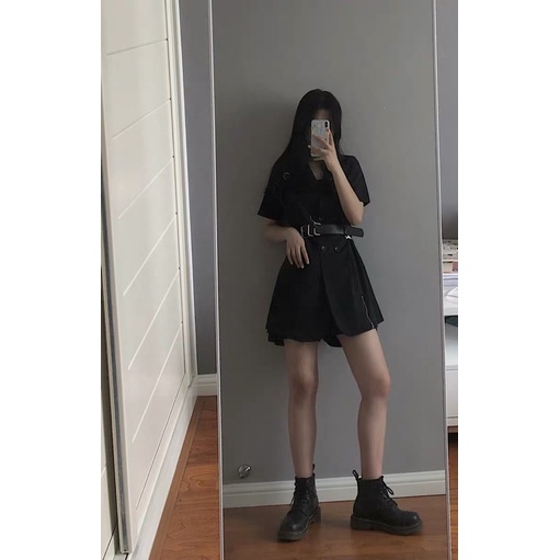 Set váy vest đen kèm 3 phụ kiện