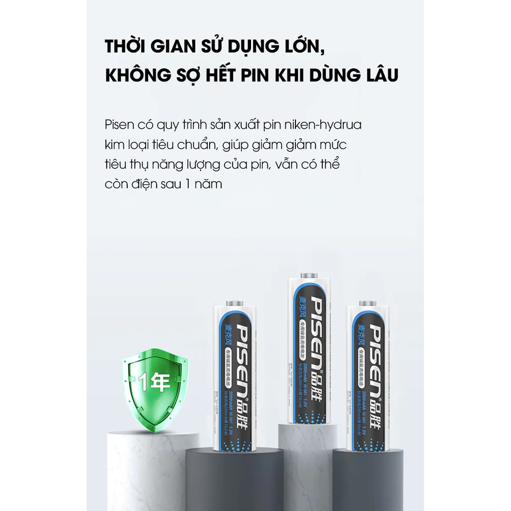 Pin Pisen AA5 2000mAh - (NJ-AA5 ), pin thế hệ mới - Hàng chính hãng