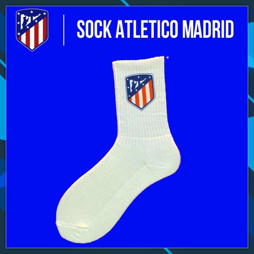 Tất vớ bóng đá CLB Atletico Madrid hàng dệt kim,logo đẹp,sắc nét dành cho đá bóng,đá banh loại cao cấp.