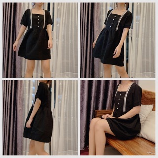 Thanh lý pass xả kho đầm váy xoe babydoll đen nút xinh xắn