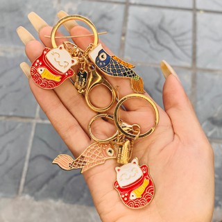 Móc khoá Mèo và Cá chép Koi kim loại - MK18