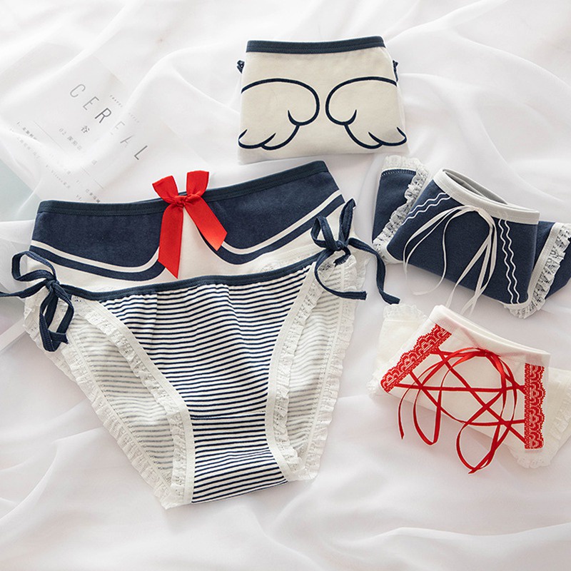 Quần lót cotton lưng vừa phối màu thời trang cho nữ