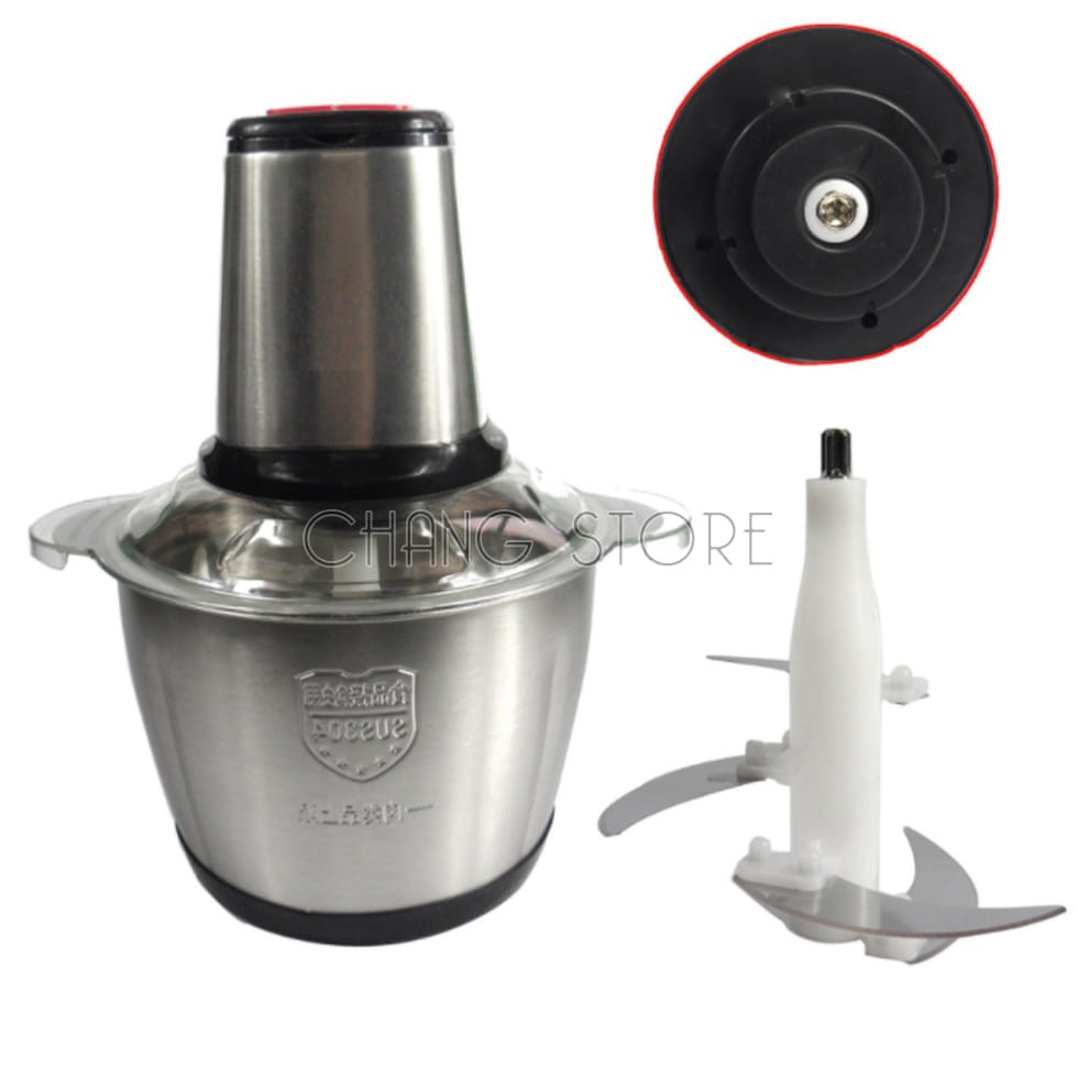 Máy Xay Thịt Đa Năng Cối INOX 304, 2L Công Suất 300W 4 Lưỡi Kép - Cối xay thực phẩm, rau củ