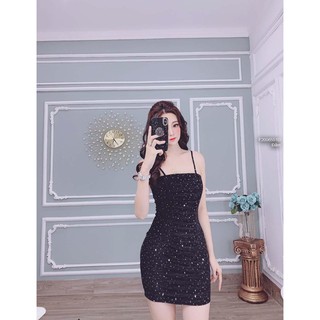 Đầm ôm body kim tuyến nhũ 2 dây