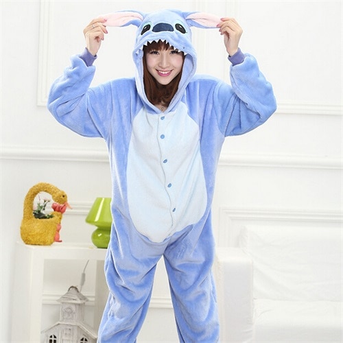 Bộ Đồ Ngủ Liền Thân Hình Gấu Trúc Bằng Flannel Mềm Mại Ấm Áp Dành Cho Nữ
