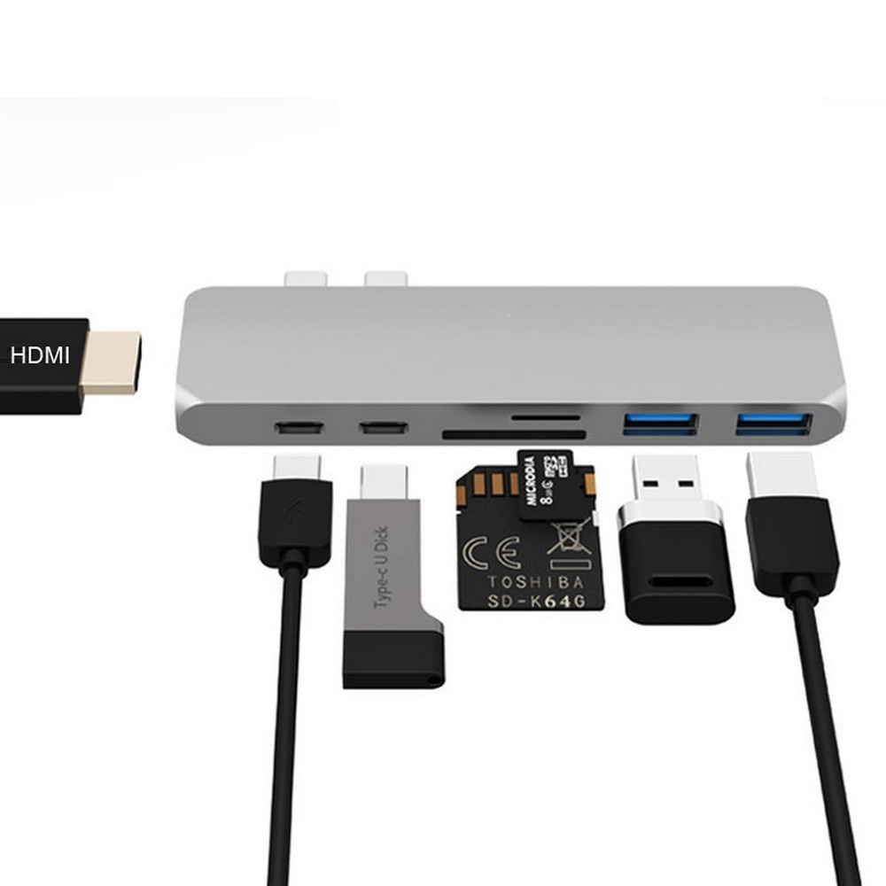 Mới Bộ Chuyển Đổi Usb-C Sang Hdmi Thunderbolt 3 Cổng Usb 3.0 Type-C Với Pd Power Tf Sd Cho Macbook Pro / Air 2019