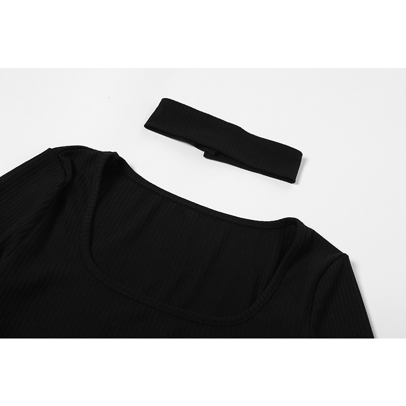 Jumpsuit Tay Dài Phối Lưới Thiết Kế Cổ Chữ U Quyến Rũ