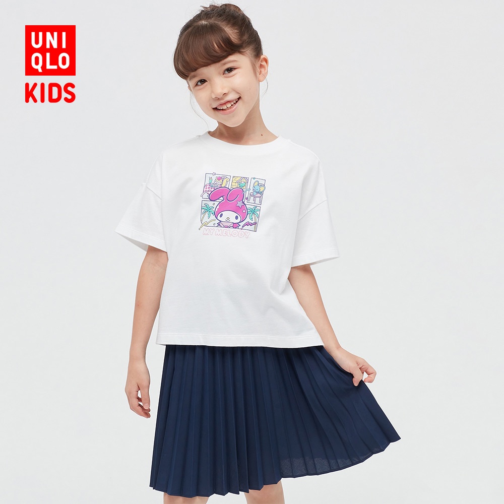 SANRIO Áo Thun Ngắn Tay Uniqlo In Hình Melody Xinh Xắn Cho Bé Gái 444079
