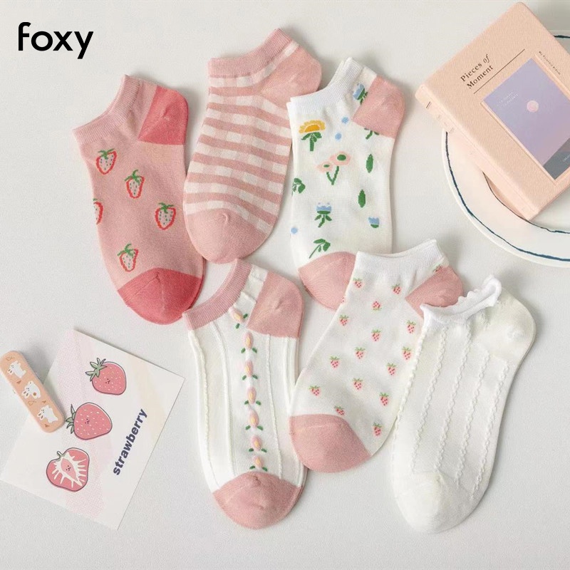Tất Nữ Cổ Thấp Màu Hồng Hoa Quả Ngọt Ngào Foxy - FOS006