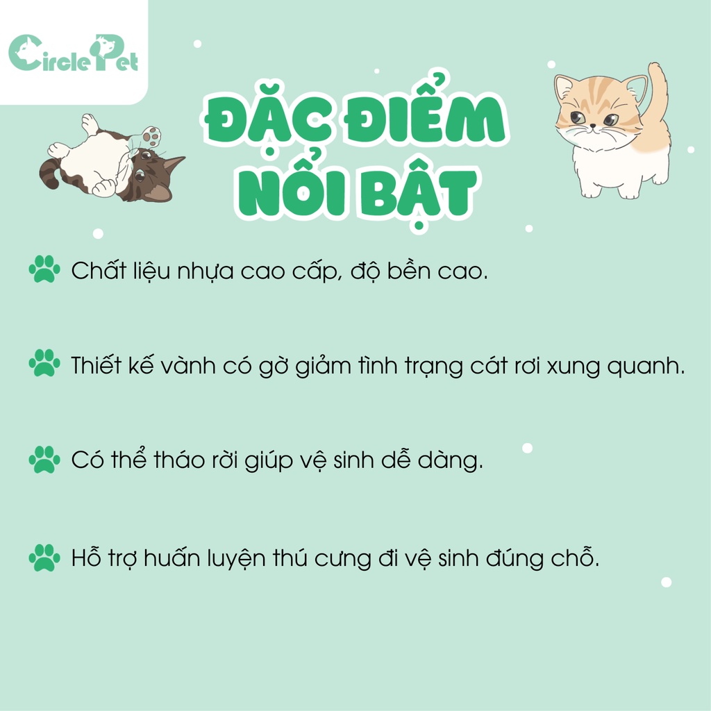 Khay Đựng Cát Vệ Sinh Cho Mèo JCB Chất Nhựa Cao Cấp Kèm Xẻng Xúc Tiện Lợi - Circle Pet