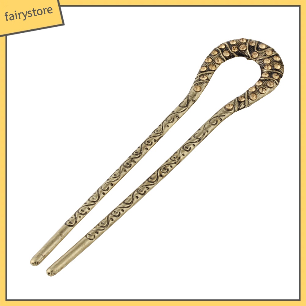 Trâm Cài Tóc Chữ U Đính Đá Phong Cách Retro Thời Trang