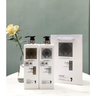 Cặp dầu gội xả Collagen Vinge Trắng, Kích Thích Mọc Tóc, Phục Hồi Tóc Hư Tổn, Hàng Chính Hãng Ý_Uyentaytay_official