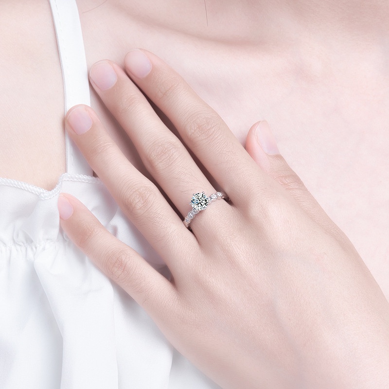 1 Nhẫn Bạc s925 Đính Kim Cương Nhân Tạo Hình Tổ Ong Sáu Cánh Thời Trang