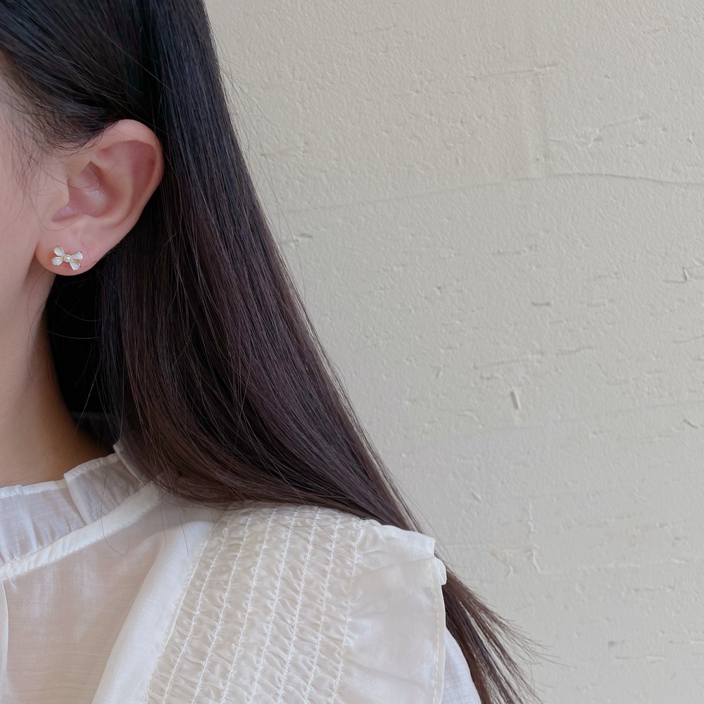 Set 6 Đôi Bông Tai Bạc S925 Hình Nơ Trái Tim Thời Trang Hàn Quốc Cho Nữ