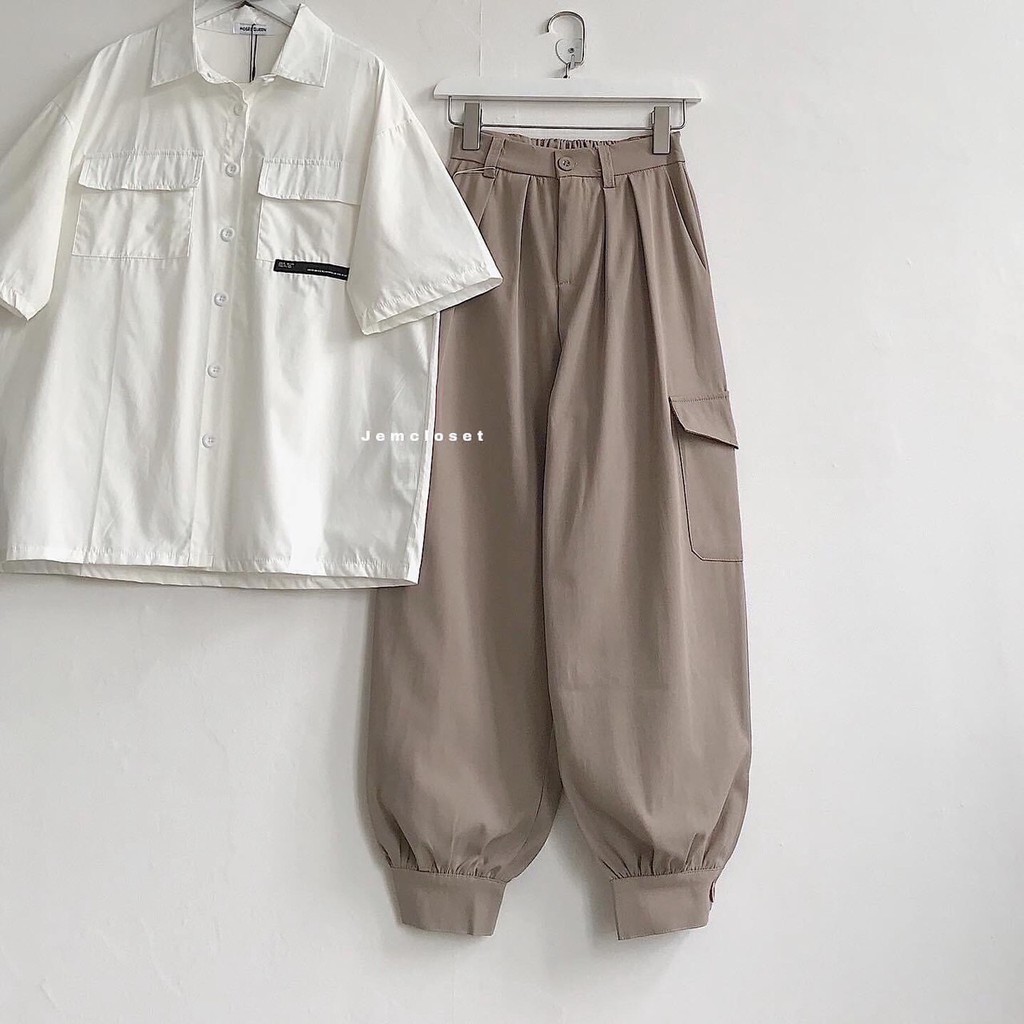 Quần Jogger Kaki Nam Dáng Thể Thao/ Unisex Quần Jogger Nam Nữ Túi Hộp Nắp Vải Kaki Cao Cấp | BigBuy360 - bigbuy360.vn