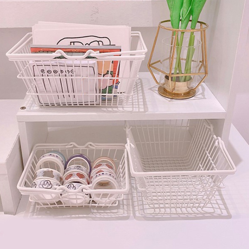 Giỏ Sắt Đựng Đồ Có Tay Cầm Tiện Dụng Phong Cách Bắc Âu