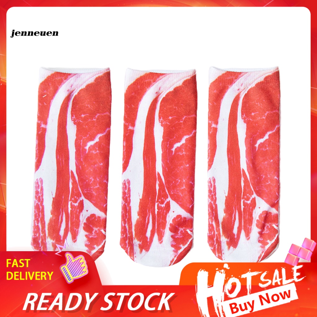 Vớ Cổ Thấp Mềm Mại Thoáng Khí In Họa Tiết Thịt 3D Thời Trang Cho Nữ