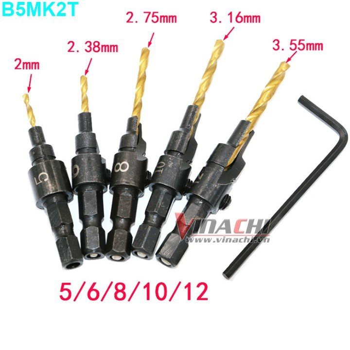 BỘ 5 MŨI KHOAN 2 TẦNG - LỤC GIÁC ( bộ )