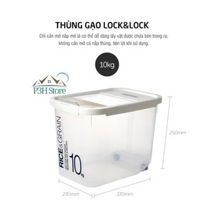 Thùng gạo Lock Lock 10kg có bánh xe HPL561