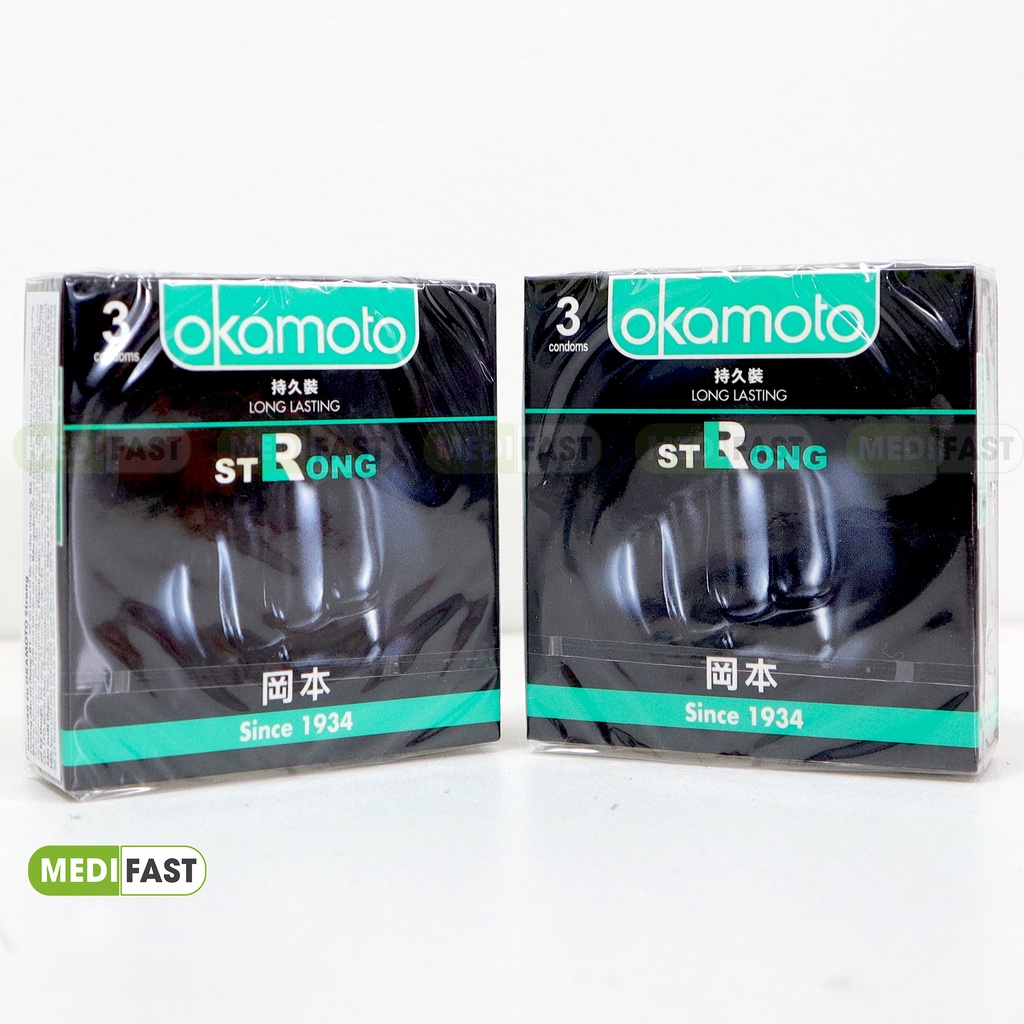 Bao cao su gân gai, siêu mỏng nhiều gel bôi trơn Okamoto - nhiều mùi hương dâu, cam, vani - Hộp 3 chiếc - giao hàng kín