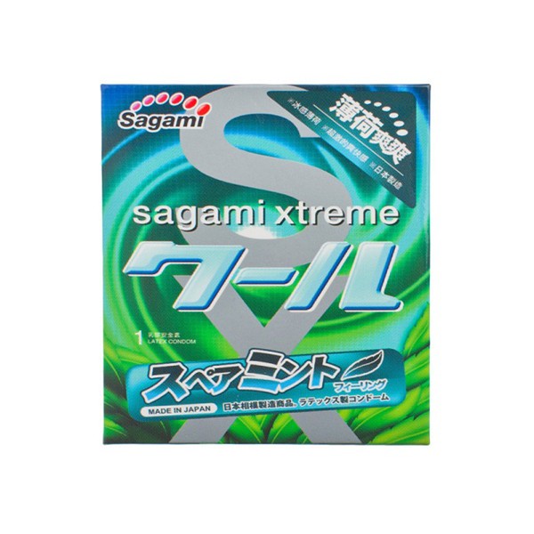 Bao cao su Mát lạnh hương bạc hà Sagami Spearmint Siêu mỏng-Kéo dài thời gian - Hộp 03 cái NCFOOD