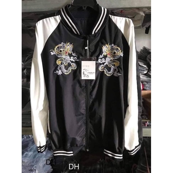 Áo Khoác Gió, Áo Dù, Bomber Thêu Hình Con Rồng Hàng 1 Lớp