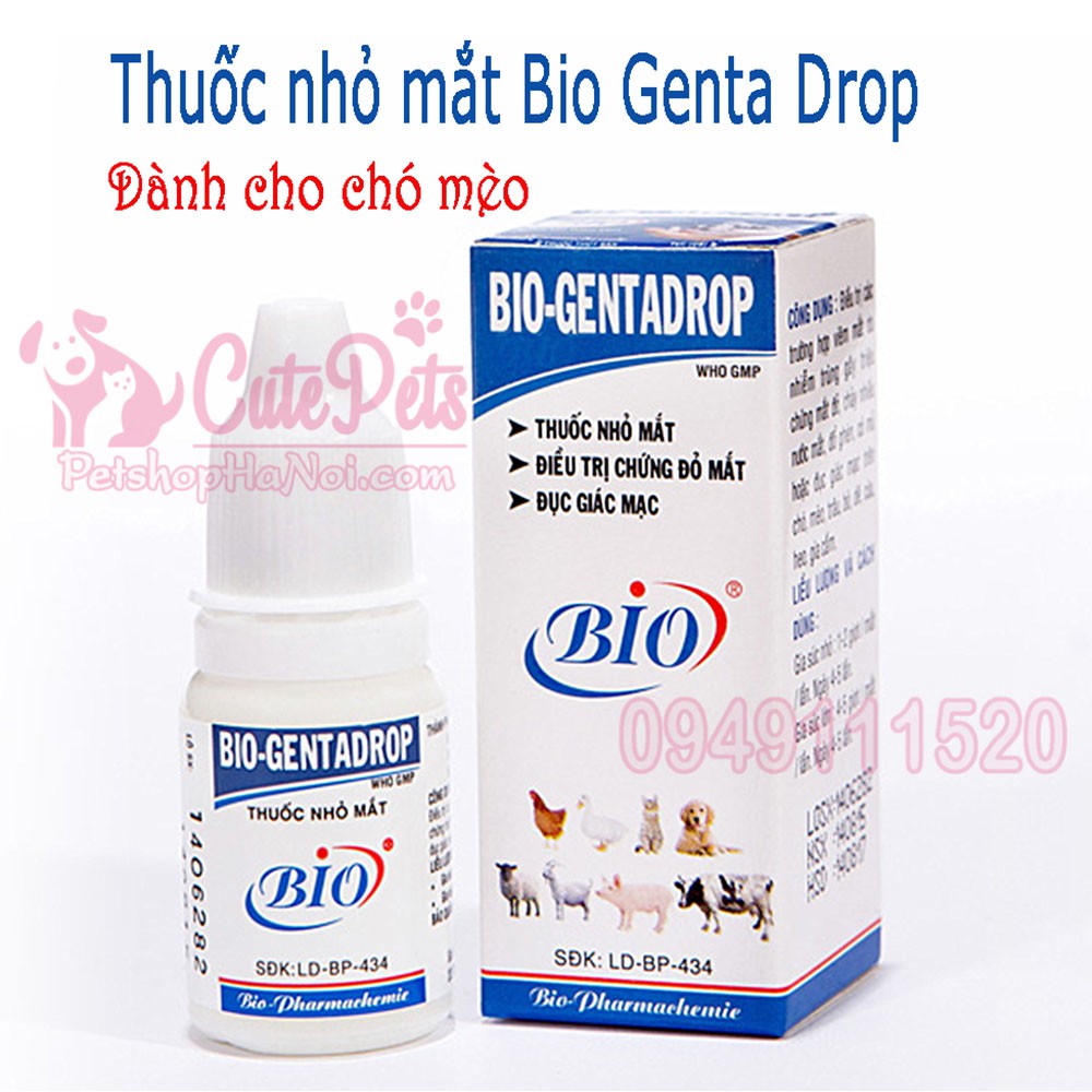 [Mã 159FMCGSALE giảm 8% đơn 500K] Nhỏ mắt Bio Genta Drop Dành cho chó mèo - CutePets Phụ kiện thú cưng Pet Shop Hà Nội