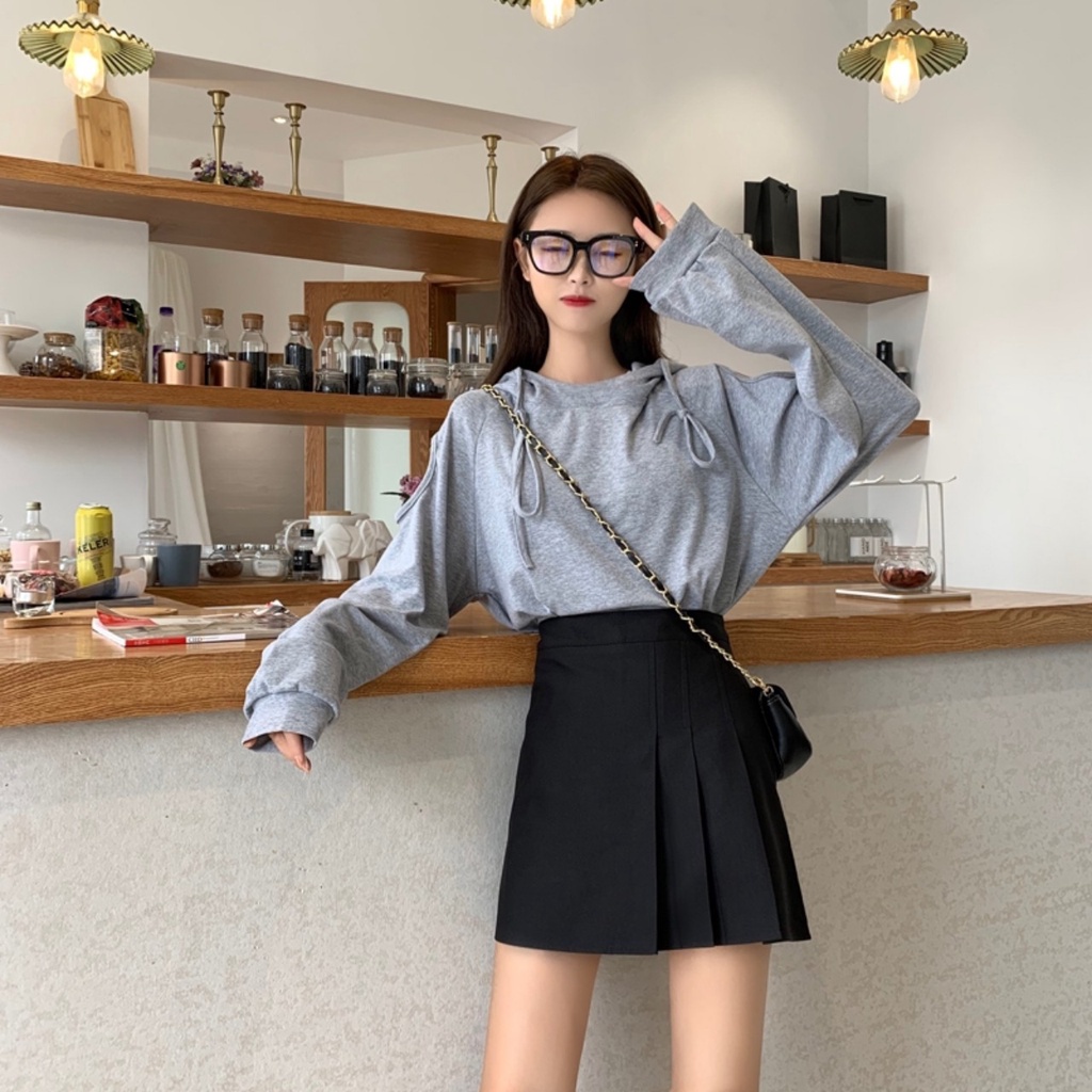 Chân váy ngắn xếp li dáng tennis có quần trong chất vải mềm cạp lưng cao màu đen nâu Chân váy chữ a công sở dáng dài đẹp