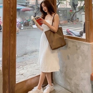Váy hai dây chất liệu đũi cực đẹp mới về - shoop Là Nắng
