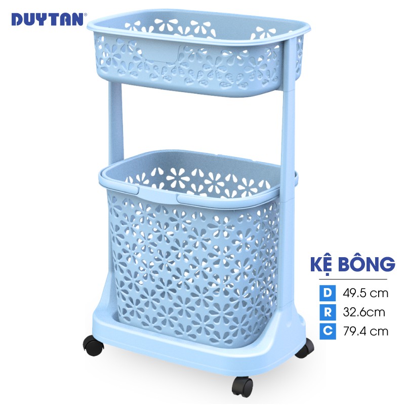 Kệ Bông Nhựa Duy Tân 2 tầng có bánh xe Kích thước 49,5 x 32,6 x 79,4 cm