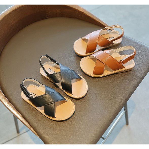 Sandal cho bé trai bé gái quai chéo có quai dán da đi học, đi chơi đé chống trượt, siêu mềm (V532)