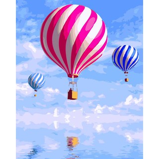 Khinh Khí Cầu.Tranh sơn dầu số hoá tự tô màu theo số có khung 40*50cm. CÓ SẴN