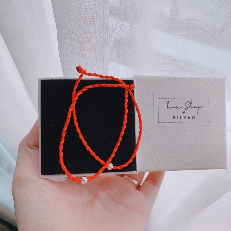 Vòng bạc chỉ đỏ may mắn bi bạc nguyên chất - [HÀNG CÓ SẴN] - Tuna Shop Trang sức Bạc