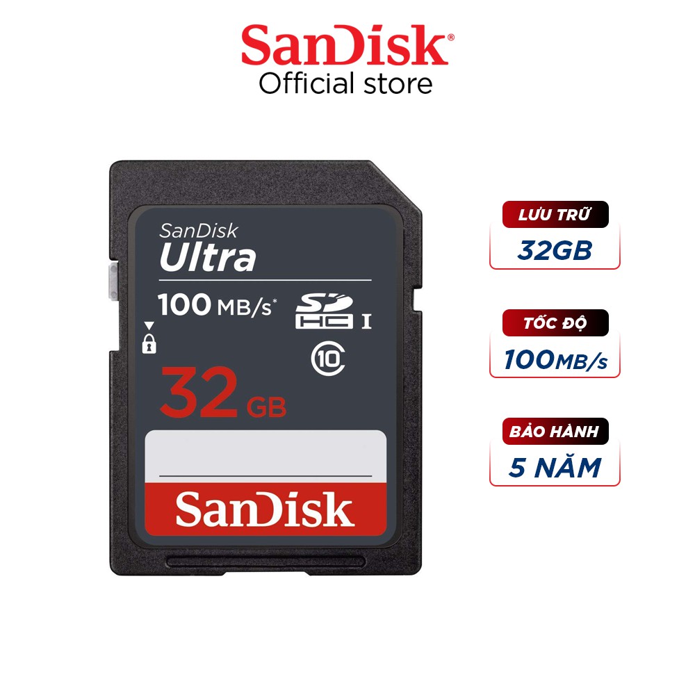 Thẻ nhớ SD Sandisk Ultra GN3 32GB 100MB/s UHS-I (cho máy ảnh) | BigBuy360 - bigbuy360.vn