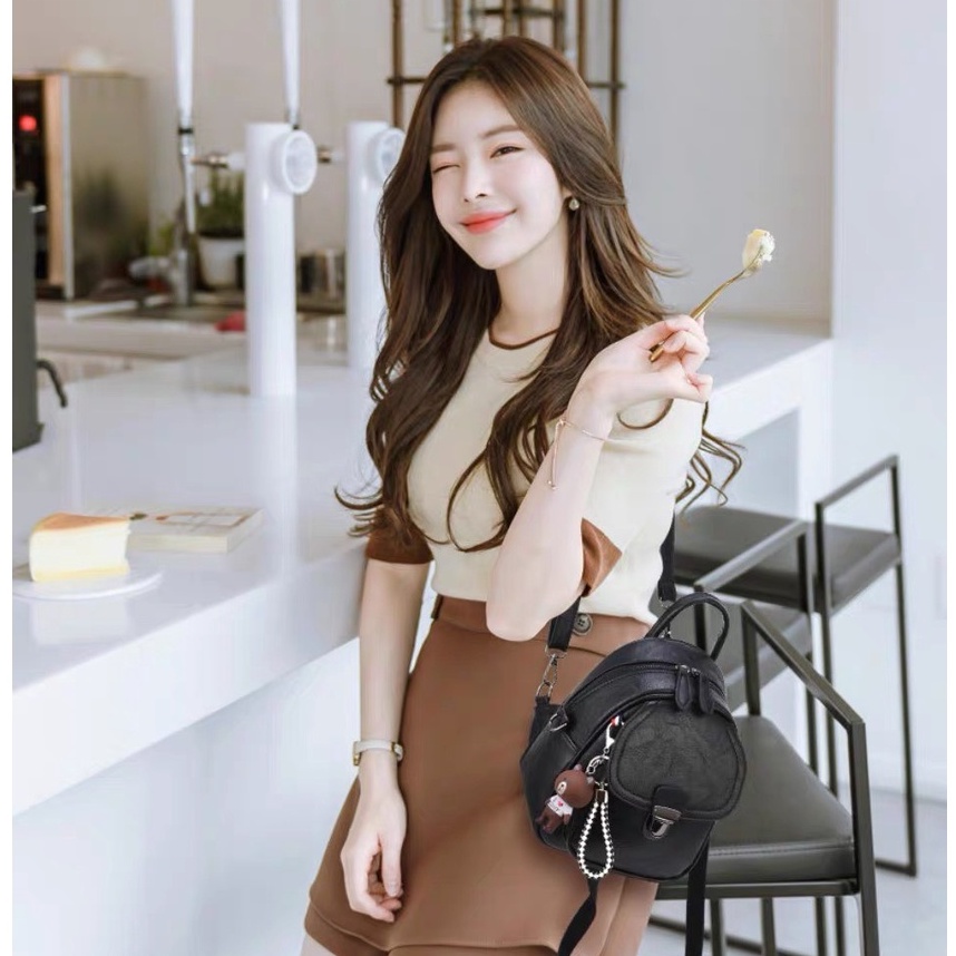 Balo cóc đeo chéo nữ mini TẶNG GẤU đi chơi đẹp thời trang cá tính cute dễ thương HTB10