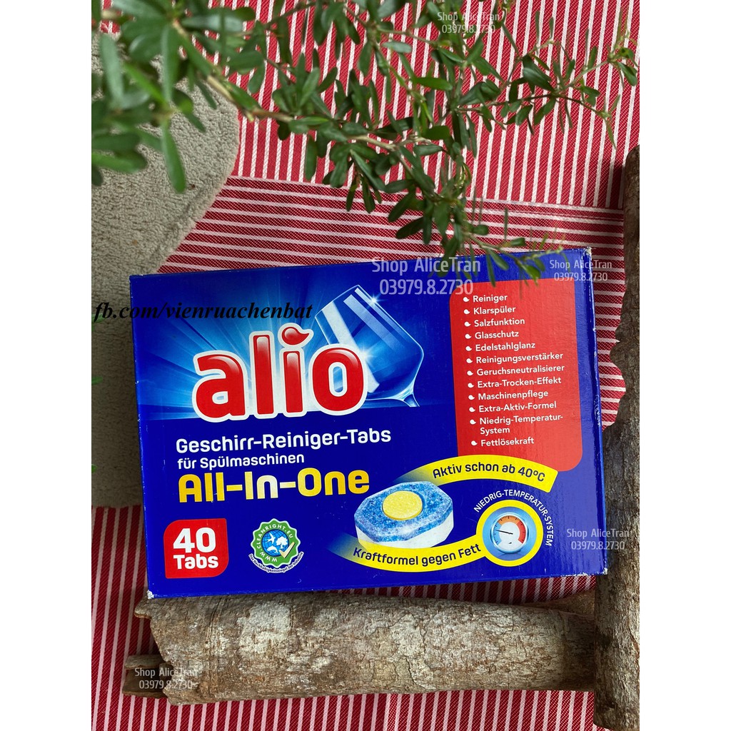 ALIO - Bột 1.8kg/ Viên Classic 100v/ Viên All in one 40v/ Muối 2kg (dùng trong máy rửa chén bát)