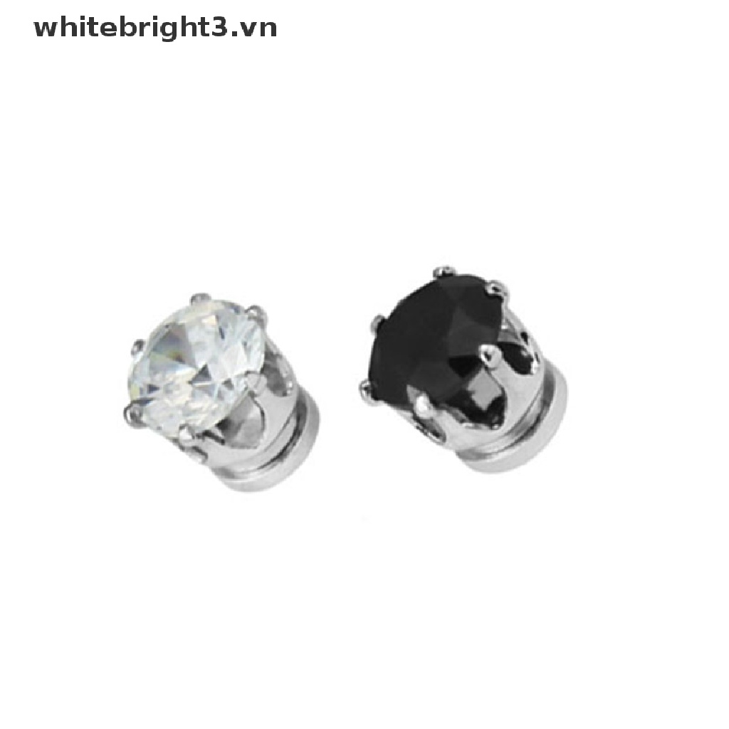 1 Cặp Bông Tai Nam Châm Đính Pha Lê Đen / Trong Suốt Phong Cách Unisex