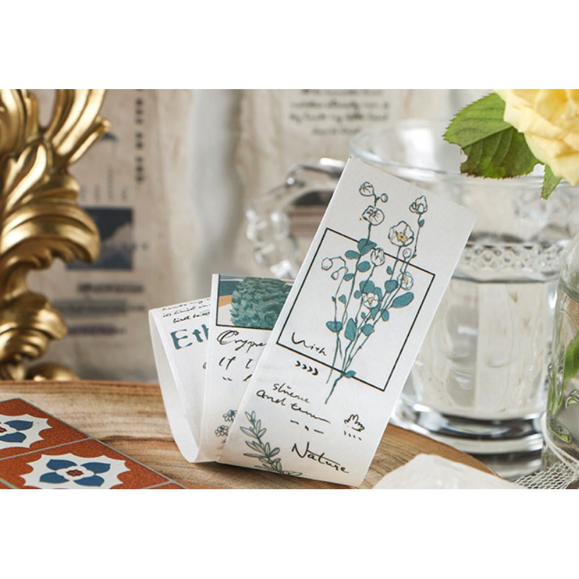 Kimitape Sticker băng dài hình dán vintage làm Bullet Journal