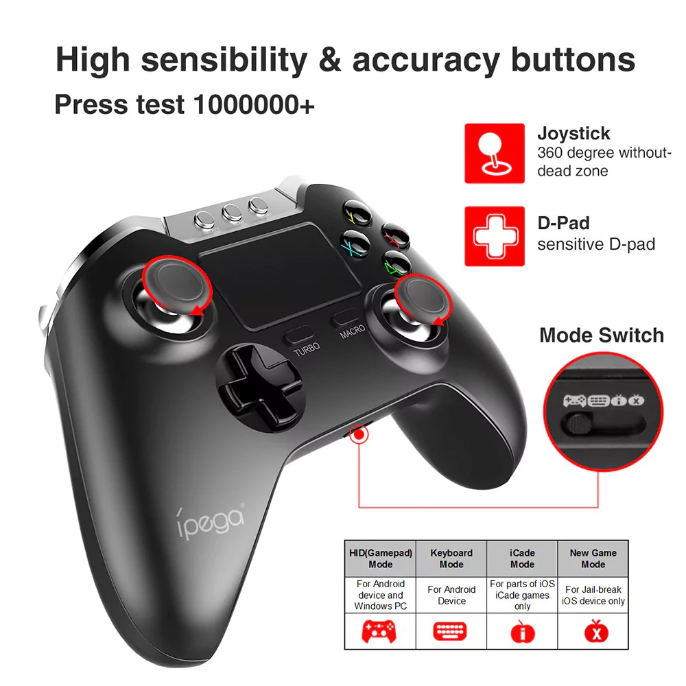 [Order Sỉ Lẻ] Tay cầm game Ipega PG-9069 có Touchpad, chơi PUBG, liên quân, đá PES