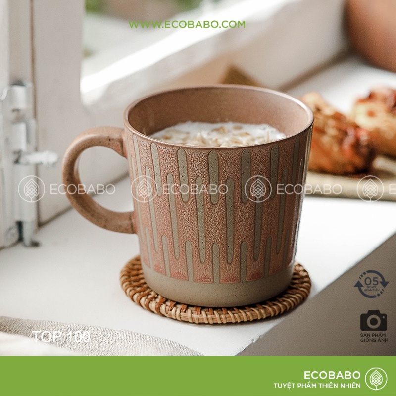 Cốc gốm sứ Retro phong cách Bắc Âu trà , cafe văn phòng hay gia đình hàng xuất châu âu - Ecobabo