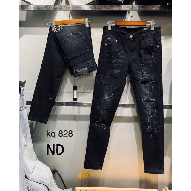 Quần Bò AMIRI chữ thêu sườn đùi rách QJ86- Quần jean nam đẳng cấp chữ thêu