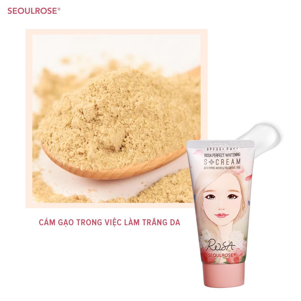 Kem Dưỡng Sáng Da Ban Ngày Chống Nắng SeoulRose SPF35 PA++ Rosa Perfect Whitening S+ Cream 50g