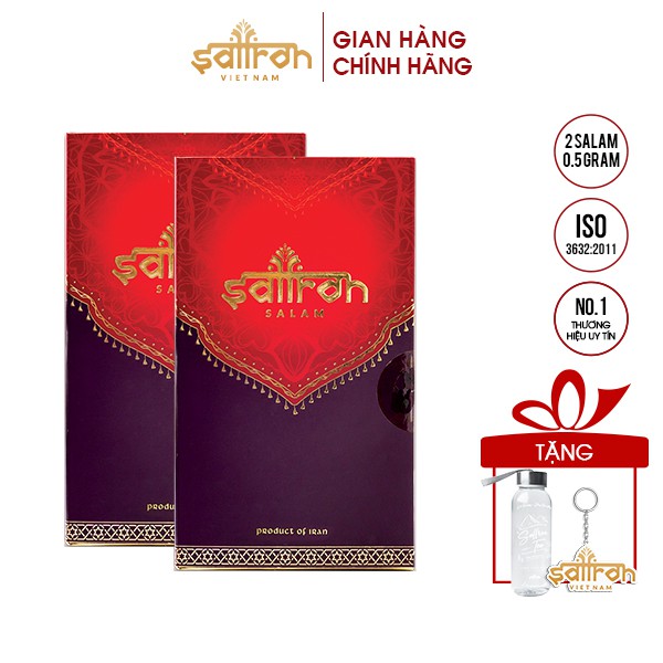 [Mã FMCG100K -10% ĐH 500K]Nhụy Hoa Nghệ Tây Saffron Salam 2 hộp 0.5Gram/hộp tặng kèm bình nước và móc khóa bản kỉ niệm