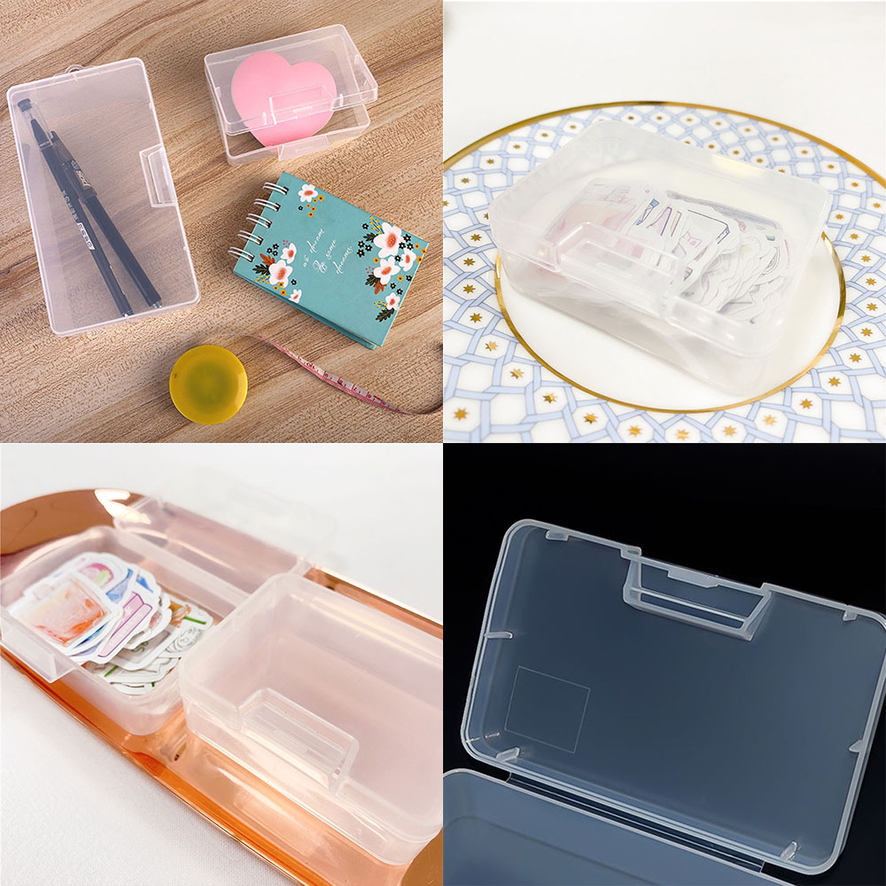 Hộp rỗng bằng nhựa trong suốt đựng đồ/ trang sức văn phòng phẩm có khóa