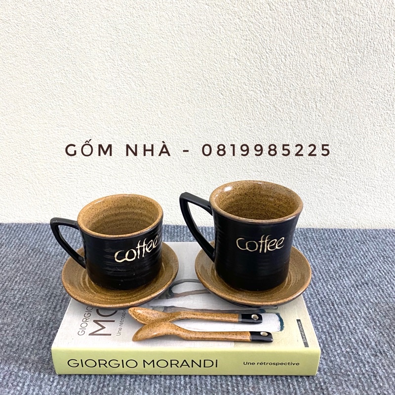 Set tách cafe/ coffee/ cà phê quai tam giác kèm đĩa Tách trà Bát Tràng