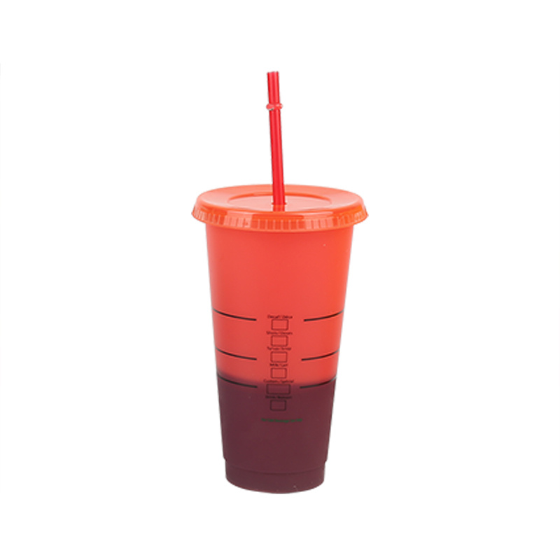 Ly Nhựa Uống Nước Starbucks Thay Đổi Màu Sắc Có Nắp Nhựa Tái Sử Dụng Được 24 Oz